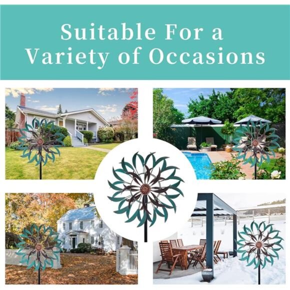 Stargarden Metal Wind Spinner,Two-Way Wind Sculptures,360 Degrees Kinetic Wind - Picture 6 of 7